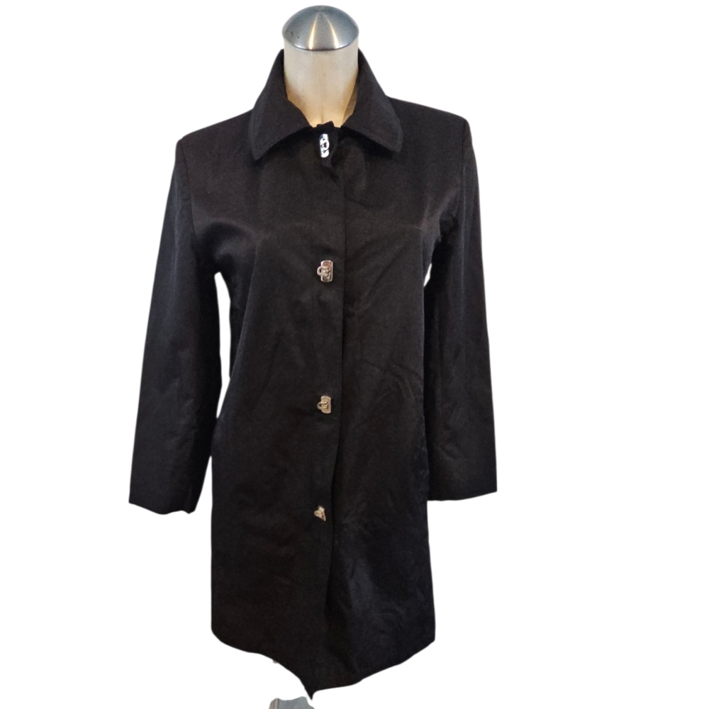 Gallery Size PS Black Trench Coat Rain Resistant